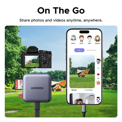 Картридер магнитный 3-в-1 Ugreen CM898-65095 USB-C to SD & TF серый(6)