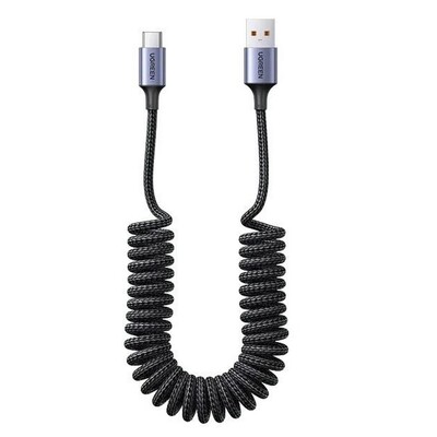 Кабель спиральный Ugreen US554-90790 USB-A to USB-C Coiled Cable 6A, 1.5m(1)