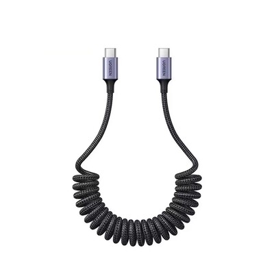Кабель спиральный Ugreen L507-35457USB-C to USB-C Coiled Cable 100W, 5A, 1.2m(1)