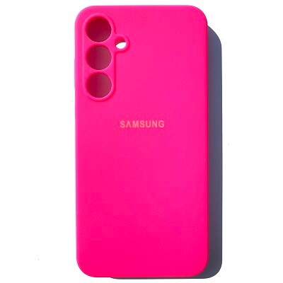 Силиконовый чехол с микрофиброй Silicone Case ярко-розовый для Samsung Galaxy A25(1)