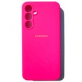 Силиконовый чехол с микрофиброй Silicone Case ярко-розовый для Samsung Galaxy A25(#1)