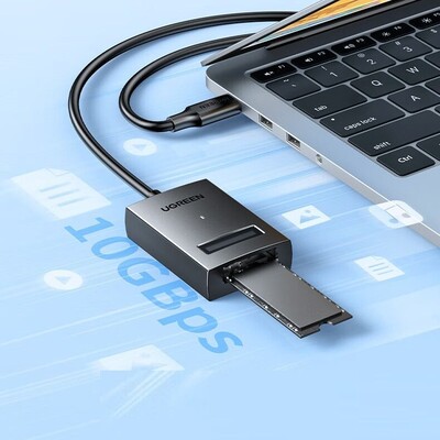 Внешний портативный OTG-адаптер для M.2 NVMe SSD Ugreen CM641-15603 черный(4)