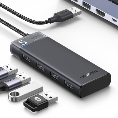 USB-хаб Ugreen CM653-15548 USB 3.0 - 4x USB-A 3.0, доп. питание черный(1)