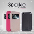 Полиуретановый чехол книга Nillkin Sparkle Case Gold для HTC Desire 320(#4)