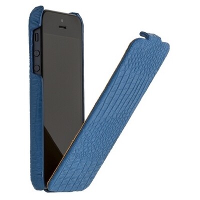 Кожаный чехол книга Borofone Crocodile flip Blue для Apple iPhone 5/5s/SE(1)