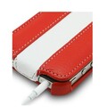 Кожаный чехол Melkco Leather Case Red/White LC для Apple iPhone 4/4S(#4)