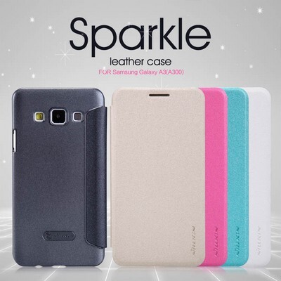 Полиуретановый чехол Nillkin Sparkle Leather Case Black для Samsung Galaxy A3(4)