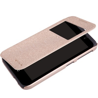Полиуретановый чехол книга Nillkin Sparkle Case Gold для HTC Desire 320(3)