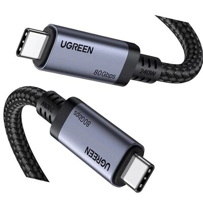 Кабель Ugreen L706-65383 USB C - USB C, 4.0 Gen4, 80Gbps, 16K@60Hz, 5A, 240W, 1m(3)