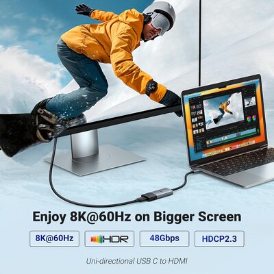Конвертор сигнала Ugreen CM491-50338 Type-C - HDMI Female 8K 0,15м(7)