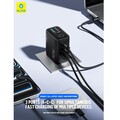 Сетевое зарядное устройство Blueo 70W Smart Display Multi-Port GaN Charger черное(#3)