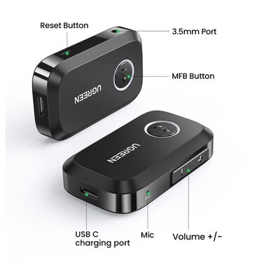 Беспроводной аудиоресивер UGREEN CM596-90748 — Bluetooth 5.3 / AUX 3.5 мм(3)