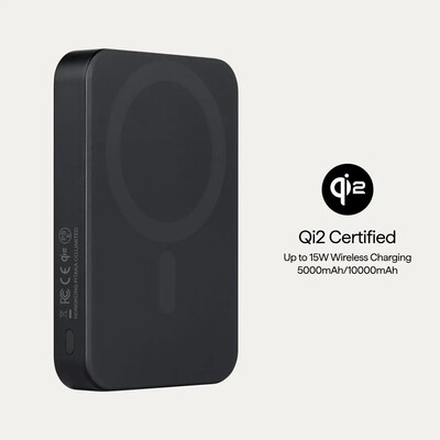 Магнитный внешний аккумулятор Pitaka Aramid Fiber Magnetic Power Bank Qi2 (5000 mAh), черный для Pitaka(4)