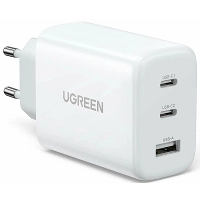 Сетевое зарядное устройство Ugreen CD275-90496, USB-A+2*USB-C 65W белый(1)