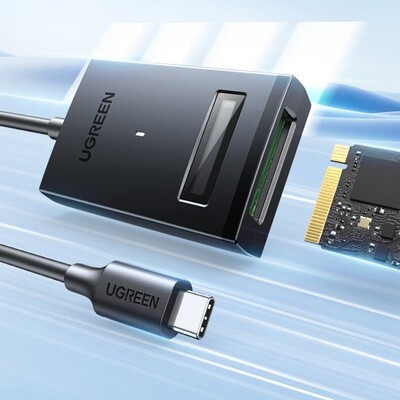 Внешний портативный OTG-адаптер для M.2 NVMe SSD Ugreen CM641-15603 черный(3)