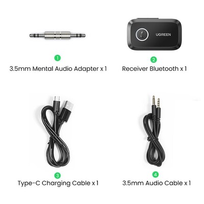 Беспроводной аудиоресивер UGREEN CM596-90748 — Bluetooth 5.3 / AUX 3.5 мм(8)