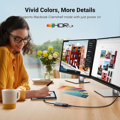 Конвертор сигнала Ugreen CM491-50338 Type-C - HDMI Female 8K 0,15м(3)