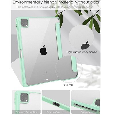 Защитный чехол Acrylic TPU Case с креплением для стилуса зеленый для Apple iPad Pro 12.9 (2022) Wi-Fi(4)