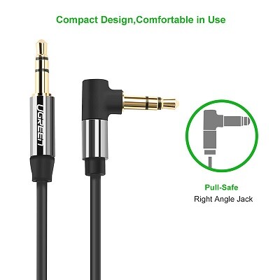 Аудио кабель UGREEN 3.5mm Auxiliary Stereo Audio Jack to Jack Flat Right Angle Cable(2)