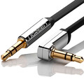 Кабель UGREEN AV119-10598 AUX 3.5mm (M) to AUX 3.5mm (M), улогвой 90°, силиконовый, 1.5m, черный(#1)