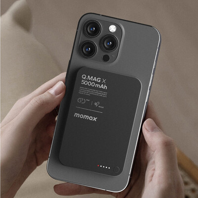 Портативное зарядное устройство MOMAX Q.Mag X1 (5000mAh) Magnetic Wireless Battery Pack (IP116AD) черный(4)