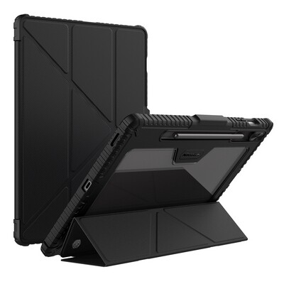 Защитный чехол Nillkin Bumper Leather Case Pro Multi-angle Черный для Samsung Galaxy Tab S9 FE Plus(3)