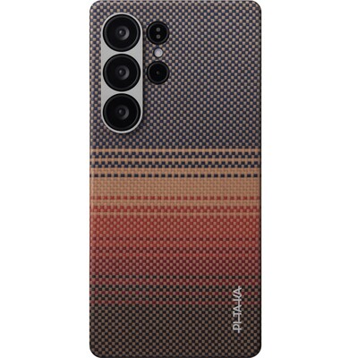 Чехол накладка PITAKA Moonrise Tactile Woven case 600D Magsafe (Sunset) для Samsung Galaxy S25 Ultra(1)