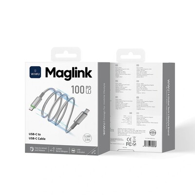 Магнитный кабель для зарядки WiWU 100W Maglink Magnetic Cable Wi-C084 C-C 1M(6)