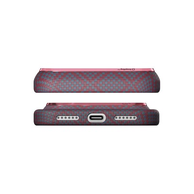 Кевларовый чехол с Magsafe Pitaka Edge Case Argyle Blue's Red для Apple iPhone 18 Pro Max(5)