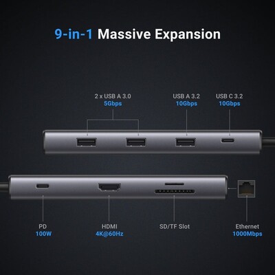 USB - концентратор Ugreen 9 в 1 CM639 15532(2)