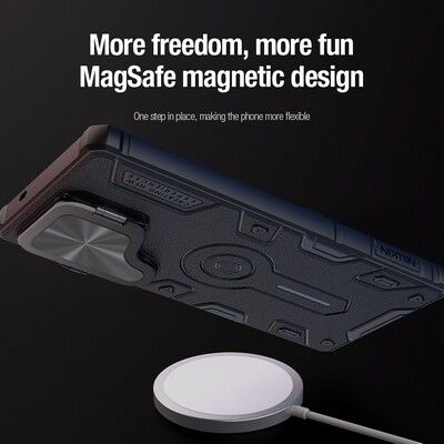 Противоударная-накладка с пластиной MagSafe Nillkin CamShield Armor Prop Magnetic Case Черная для Samsung Galaxy S25 Ultra(7)