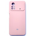 Силиконовый чехол с микрофиброй Silicone Case светло-розовый для Xiaomi Poco X4 Pro(#1)