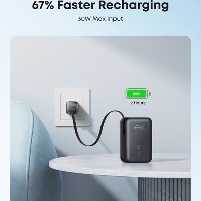 Внешний аккумулятор Anker Nano Power Bank Built-in USB-C A1638 45W (ССС) 10000mAh(2)