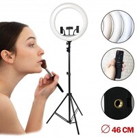 Кольцевая светодиодная селфи-лампа Led YQ460B 45W 416 LED 6000LM 3 держателя для телефона и камеры с пультом ДУ диаметр 46 см