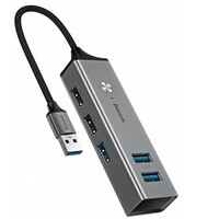 Хаб Baseus (CAHUB-D0G) Cube HUB Adapter Type-C to 3x USB 3.0 + 2x USB 2.0 без внешнего питания темно-серый
