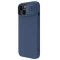 Силиконовая накладка с пластиной Magsafe Nillkin CamShield Silky Magnetic Silicone Case Синяя для Apple iPhone 15 Plus(#3)