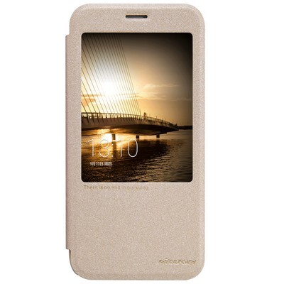 Полиуретановый чехол Nillkin Sparkle Leather Case Gold для Huawei G7 Plus(1)