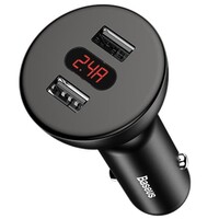 Автомобильное зарядное устройство Baseus с вольтметром CCALL-YT01 12-24V 4.8A черное