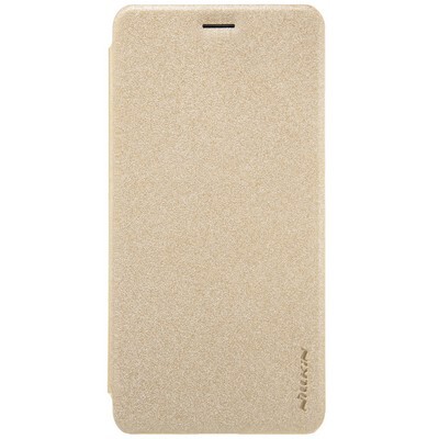 Полиуретановый чехол книга Nillkin Sparkle Leather Case Gold для Meizu M5C(1)
