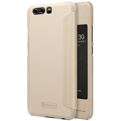 Полиуретановый чехол книга Nillkin Sparkle Leather Case Gold для Huawei Ascend P10(3)