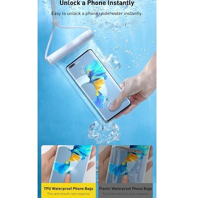 Водонепроницаемый чехол Baseus AquaGlide Waterproof Phone Pouch With Cylindrical Slide Lock Cluster (P60263701113-00) прозрачный(8)