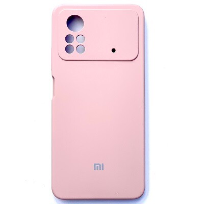 Силиконовый чехол с микрофиброй Silicone Case светло-розовый для Xiaomi Poco X4 Pro(1)