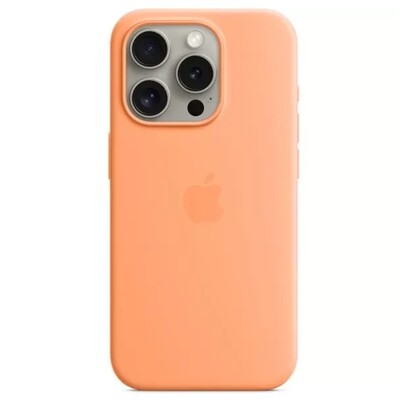 Силиконовый чехол с Magsafe оранжевый для Apple iPhone 15 Pro Max(2)