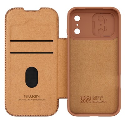 Кожаный чехол Nillkin Qin Prop Leather Case коричневый для Apple iPhone 17 Pro(5)