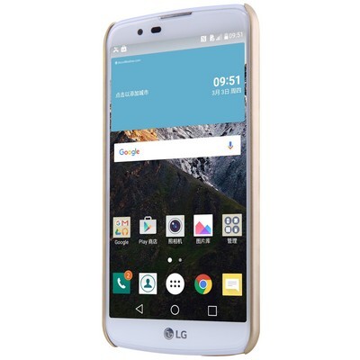 Пластиковый чехол с пленкой Nillkin Super Frosted Shield Gold для LG K10(K430DS)(2)