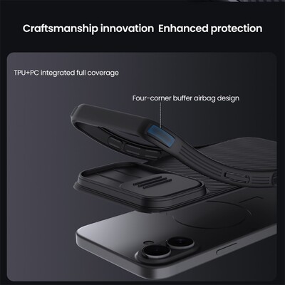 Чехол с защитой камеры Nillkin CamShield Pro Magnetic черный для Apple iPhone 17(10)