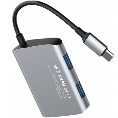 USB-хаб Baseus Enjoyment series Type-C to 2 x USB 2.0+USB 3.0 HUB Adapter Gray (CATSX-A0G)(1)