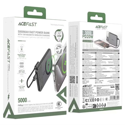 Портативное зарядное устройство Acefast M30 PD20W 5000mAh Magnetic Fast Charging черный(8)