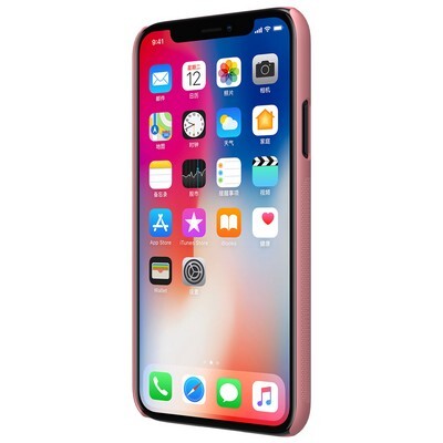 Пластиковый чехол с пленкой Nillkin Super Frosted Shield Rose Gold для Apple iPhone Xs(2)