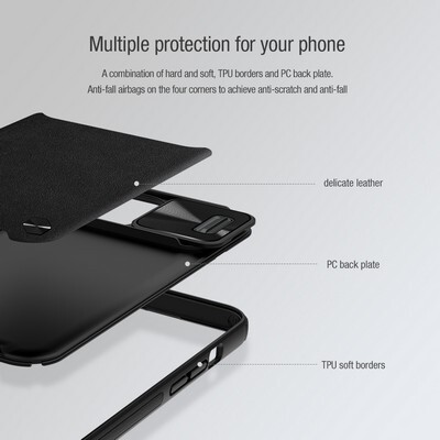 Силиконовая накладка Nillkin CamShield Leather Case Черная для Apple iPhone 13 Pro(6)